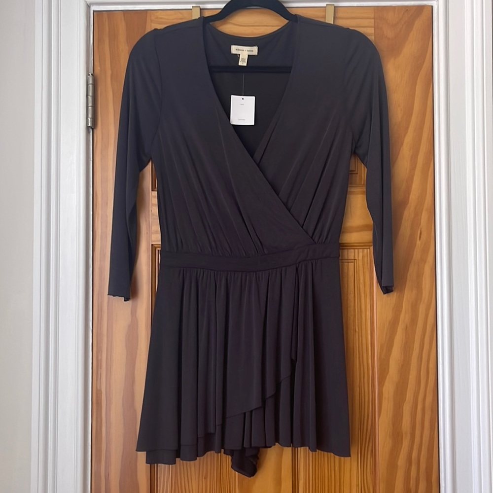Silence + Noise Long Sleeve Romper in Black/Dark Gray Color (Size Small)
